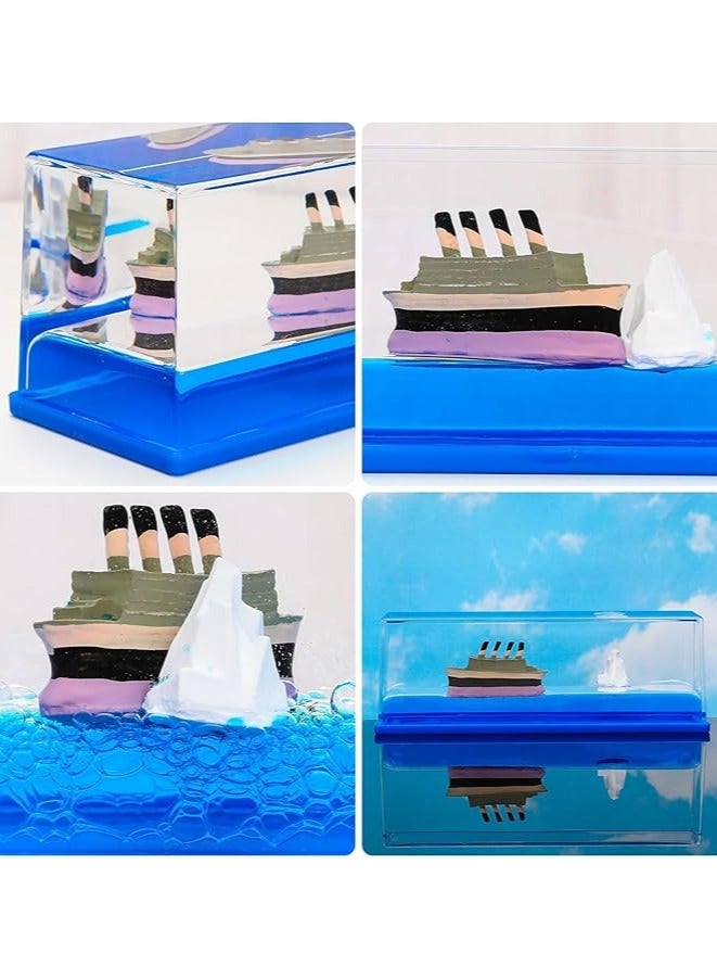Titanic Cruise Ship Model Liquid Wave Cruise Ship Decoration Cruise Ship That No Longer Sinks-Cruise Ship Iceberg Home Decor Suitable for Home Show Car Decoration, Gifts, Desk or Paperweight - Image 5