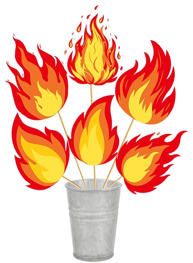 Fake Fire Party Decorations Flames Decorations: 24Pcs Fake Flames Centerpieces Sticks 6 Styles Fire Flame Centerpieces for Table Firefighter Party Decorations Flame Themed Party