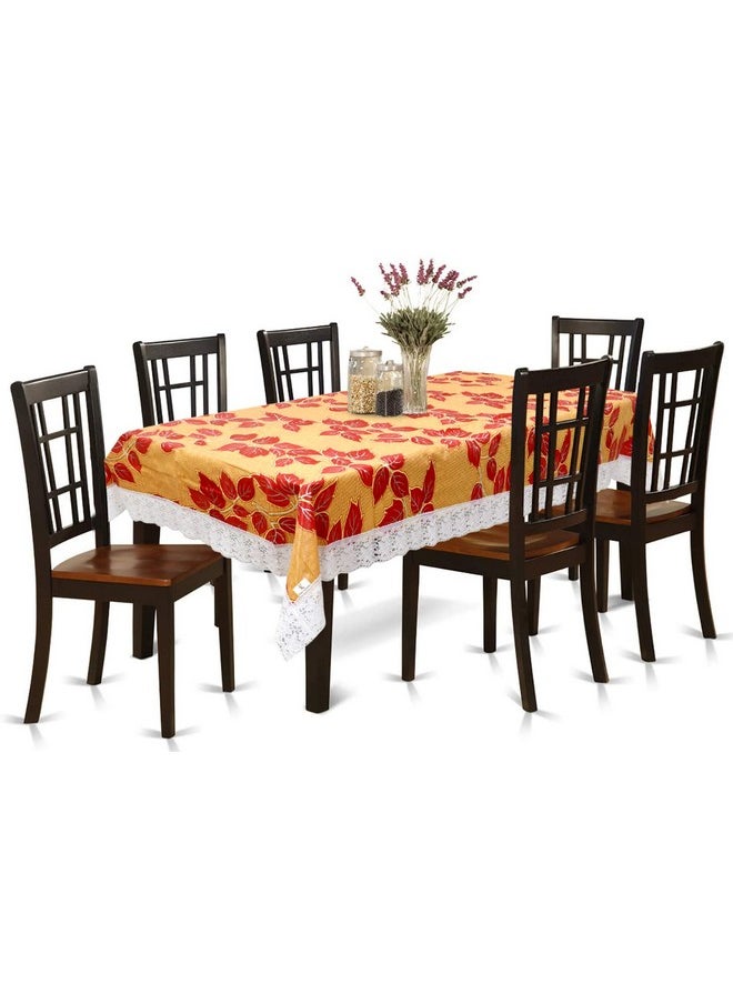 Kuber Industries - Kuber Industries Leaf Print PVC Table Cover for Dining Table and 6 Seater Dining Table,Gold-KUBMART11750, Standard (KUBMART011750) Pack of 1 - Image 1