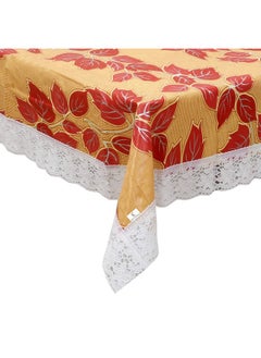 Kuber Industries Leaf Print PVC Table Cover for Dining Table and 6 Seater Dining Table,Gold-KUBMART11750, Standard (KUBMART011750) Pack of 1