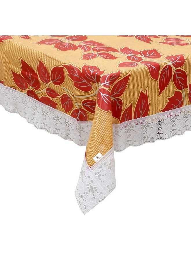 Kuber Industries - Kuber Industries Leaf Print PVC Table Cover for Dining Table and 6 Seater Dining Table,Gold-KUBMART11750, Standard (KUBMART011750) Pack of 1 - Image 1