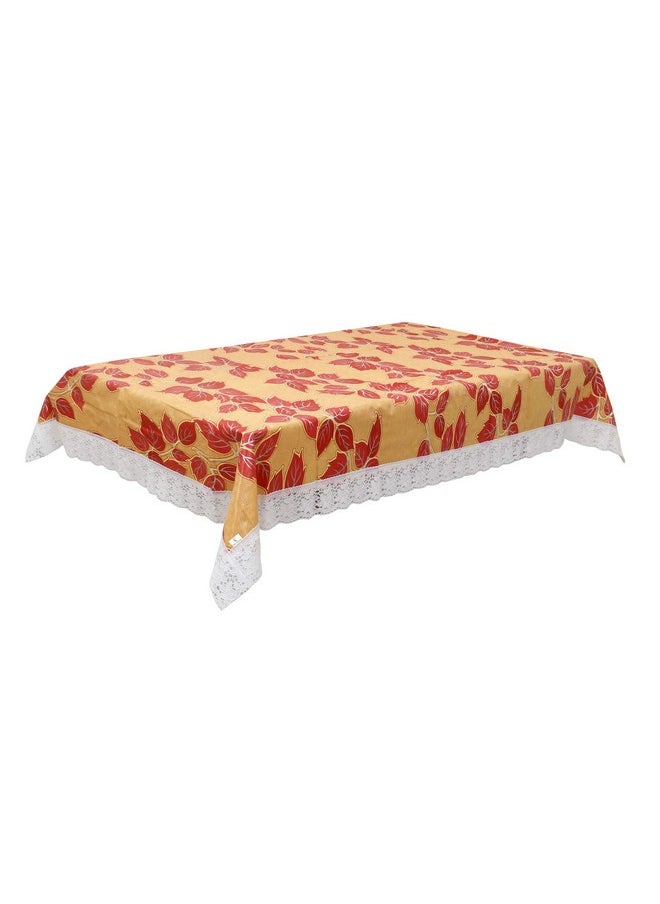 Kuber Industries - Kuber Industries Leaf Print PVC Table Cover for Dining Table and 6 Seater Dining Table,Gold-KUBMART11750, Standard (KUBMART011750) Pack of 1 - Image 1