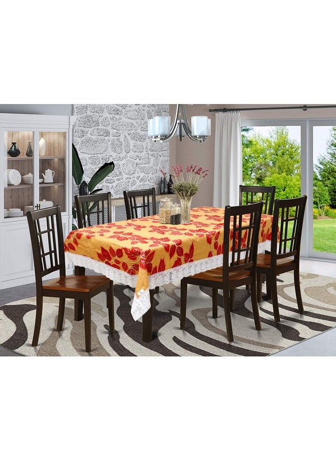 Kuber Industries - Kuber Industries Leaf Print PVC Table Cover for Dining Table and 6 Seater Dining Table,Gold-KUBMART11750, Standard (KUBMART011750) Pack of 1 - Image 1