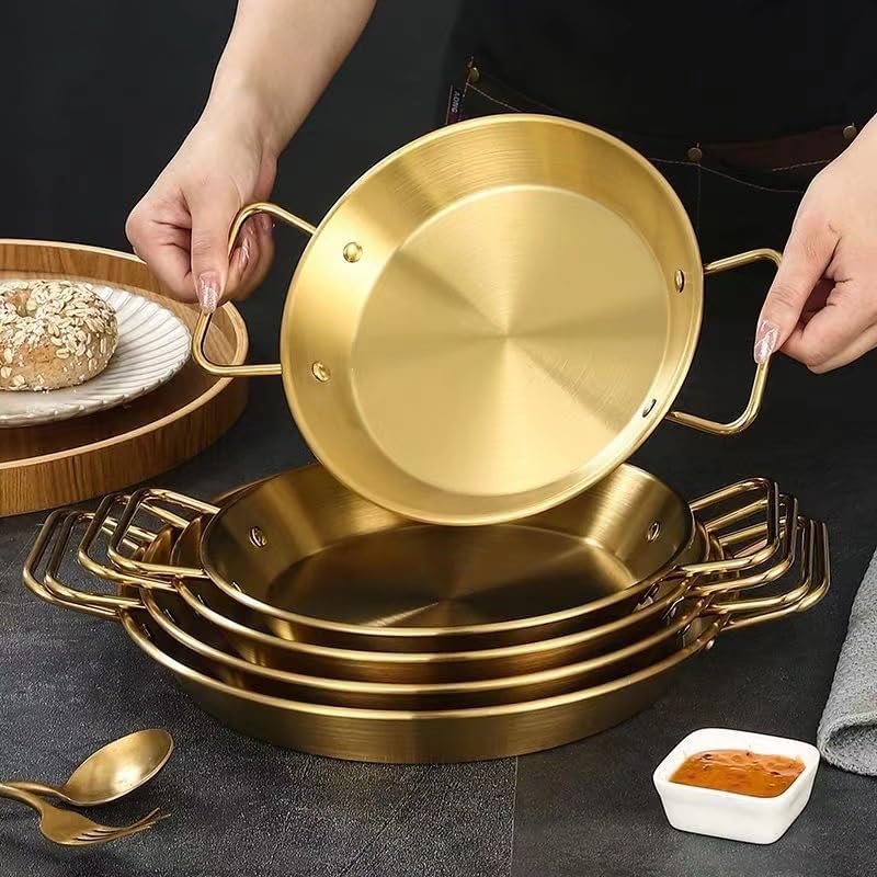 Stainless steel pan with two handles. A versatile pan for cooking and serving, with high quality and a durable design, suitable for everyday kitchen use, heat resistance, and ideal distribution of liquids and foods (size 18). - Image 2