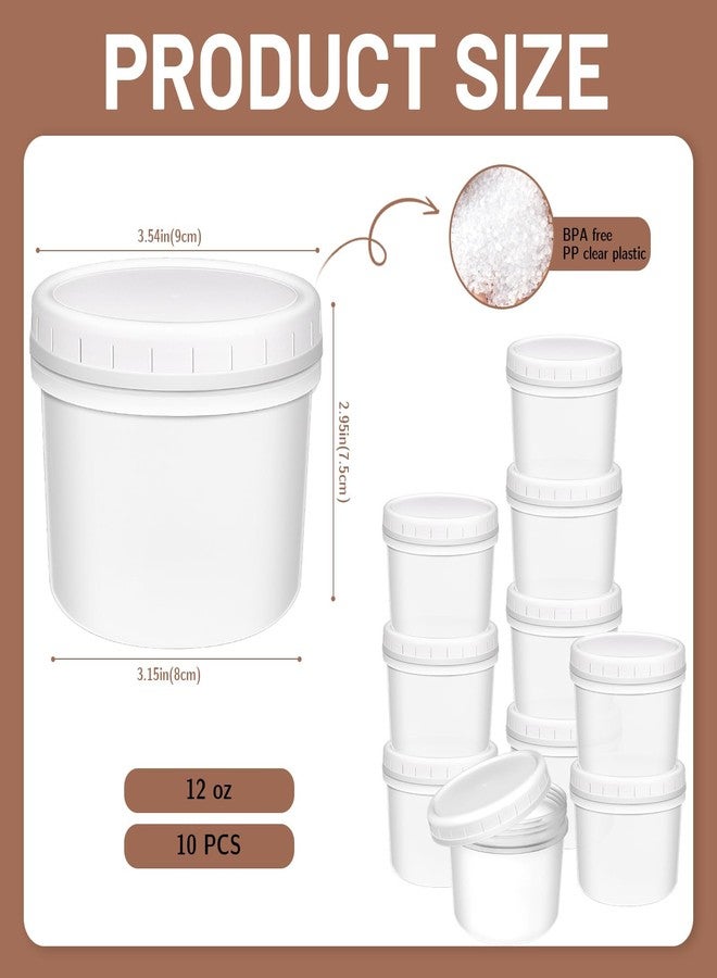ISUSSER 10 Pack Reusable Small Plastic Containers with Screw Lids, Small Food Storage Freezer Containers, Stackable Food Storage Jars, Sauce Condiment Jars Lunch Box Accessories (12 oz) - Image 2