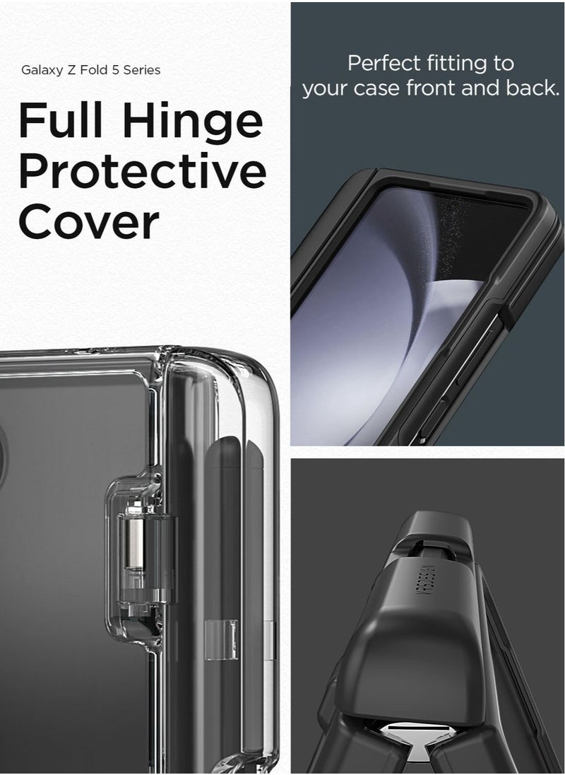 VRS Design Quick Stand Modern Samsung Galaxy Fold 5 Case Cover with with S-Pen Compartment in Hinge Protection & Multi Angle Kickstand & Front Screen Protector- Matte Black  - Image 4