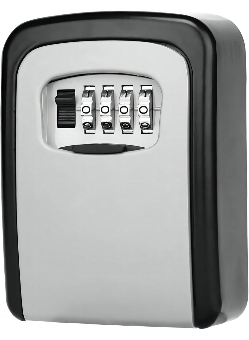 4-Digit Key Lock Box, Outdoor Waterproof Hidden Wall Mounted Key Safe - Key Storage Lock Box for House (Black/Grey)  - Image 1