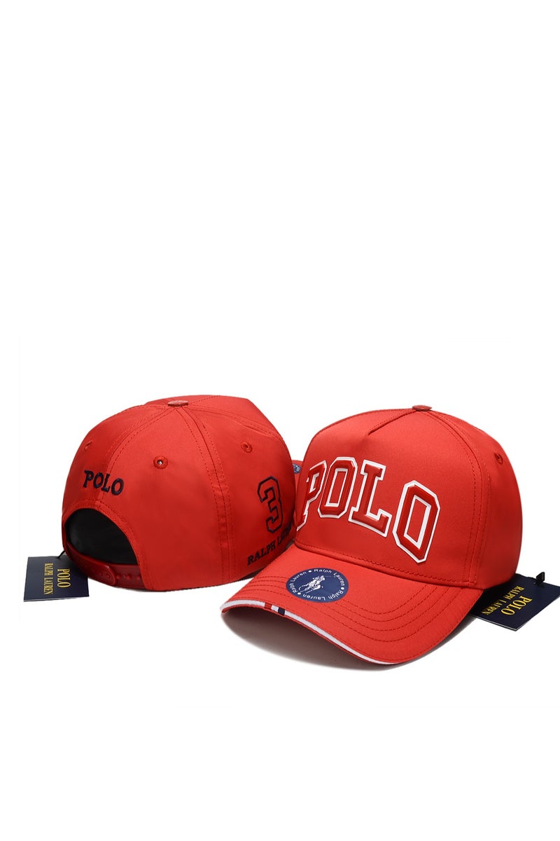 POLO قبعة بولو رالف لورين: حمراء، تفاصيل مطرزة وكتابة "بولو"