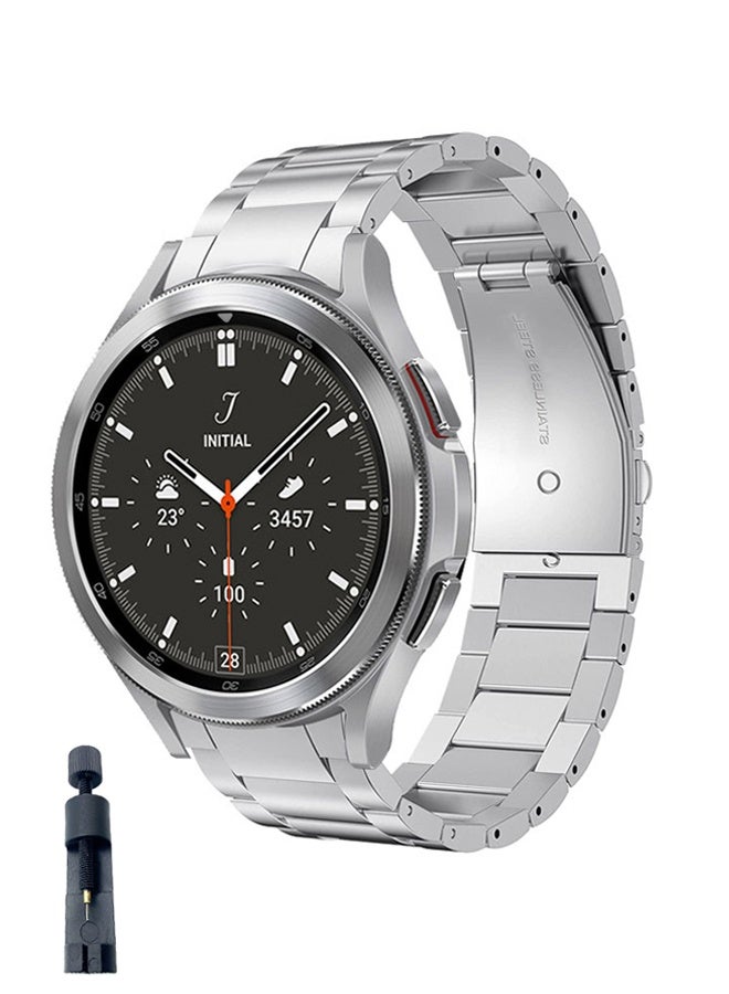 OLYSON Metal Band for Samsung Galaxy Watch 7/6/5/5Pro/4, Stainless Steel Rugged Metal Watch Strap for Men Women, Silver（20mm) - Image 1