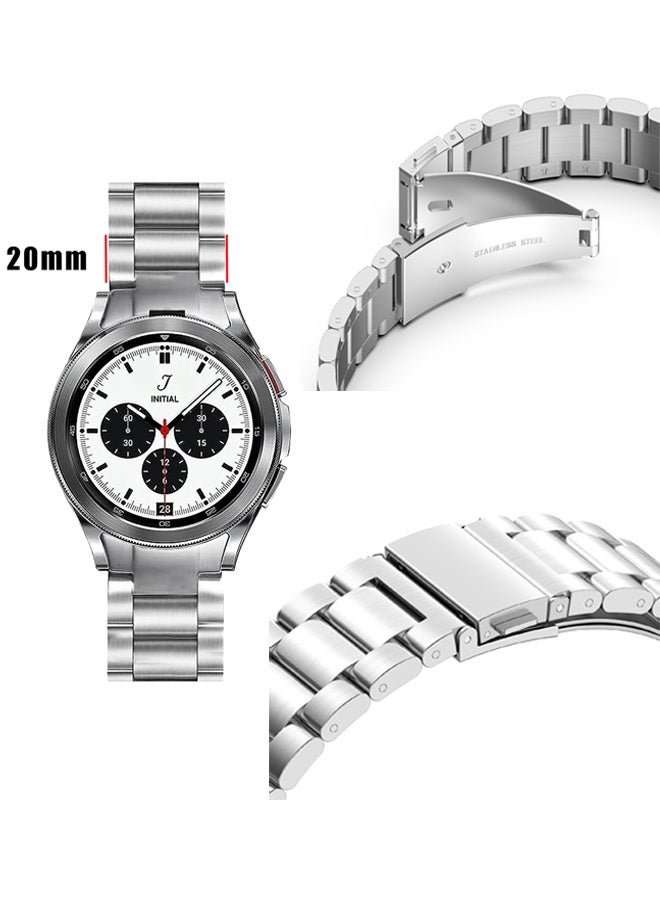 OLYSON Metal Band for Samsung Galaxy Watch 7/6/5/5Pro/4, Stainless Steel Rugged Metal Watch Strap for Men Women, Silver（20mm) - Image 5