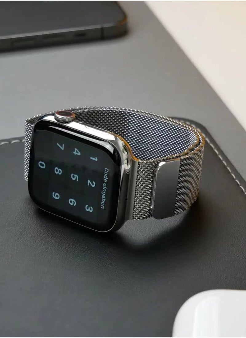 HW - 2 Pack Suitable For Apple Watch Alpine Watch Band 49mm/45mm/44mm/42mm Milan Stainless Steel Magnetic Watch Band Compatible With Iwatch Series 8/Ultra/7/Se/6/5/4/3/2/8/9 /Silver Black - Image 1