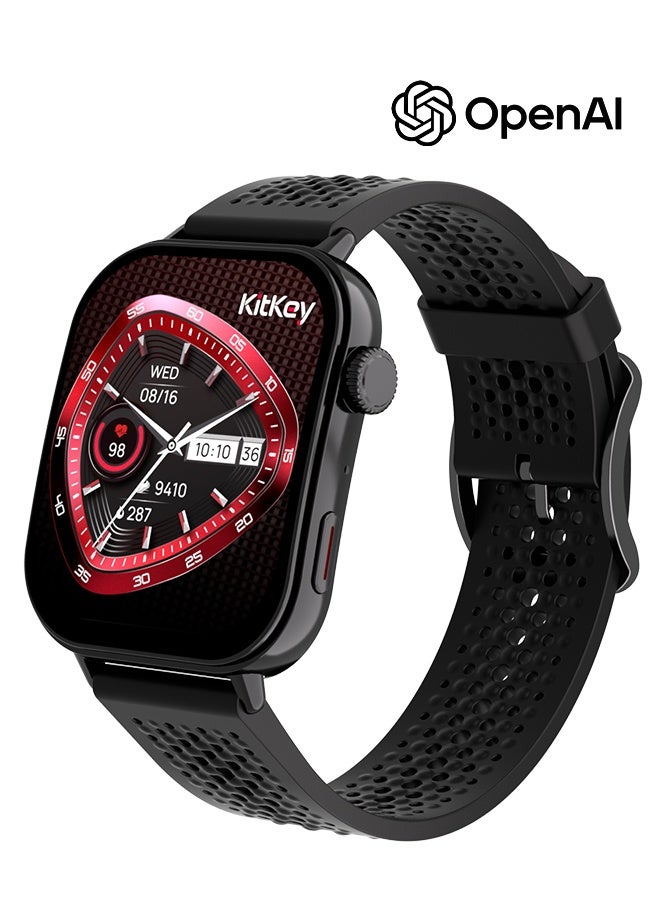KitKey Korean Brand Smart Watch 6 Pro – Built-in ChatGPT AI Assistant, 2.06" AMOLED Curved Display, AI Dynamic Watch Faces with 3D Sliding UI, Bluetooth Calling, IP68 Waterproof, 120 Sports Modes, Quick-Release Breathable Strap, Zinc Alloy Vacuum-Plated Frame, Compatible with Android and iOS  - Image 1