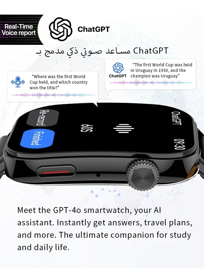 KitKey Korean Brand Smart Watch 6 Pro – Built-in ChatGPT AI Assistant, 2.06" AMOLED Curved Display, AI Dynamic Watch Faces with 3D Sliding UI, Bluetooth Calling, IP68 Waterproof,Quick-Release Breathable Strap, Zinc Alloy Vacuum-Plated Frame, Compatible with Android and iOS - Image 2