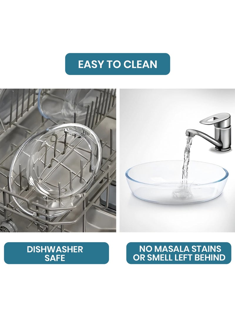 Laopala Serving Bowl (2400ML) Oven & Microwave Safe Bowl Borosilicate Glass Clear & Borosil Glass Baking Dish - Image 4