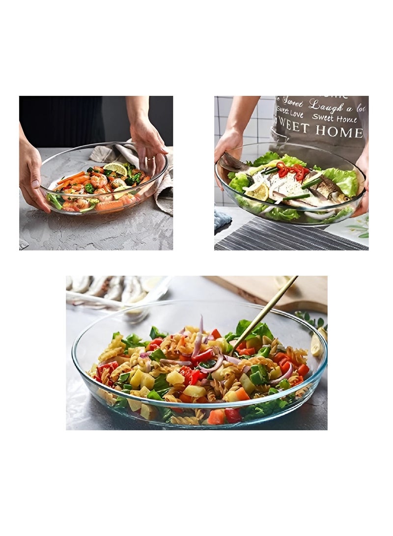 Laopala Serving Bowl (2400ML) Oven & Microwave Safe Bowl Borosilicate Glass Clear & Borosil Glass Baking Dish - Image 5