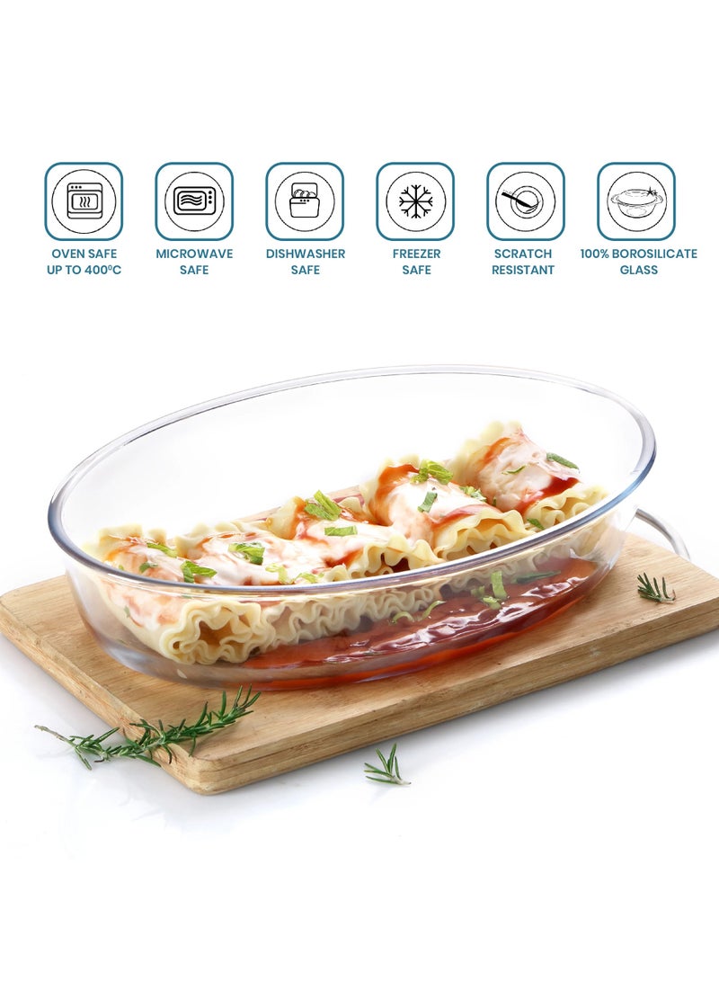 Laopala Serving Bowl (2400ML) Oven & Microwave Safe Bowl Borosilicate Glass Clear & Borosil Glass Baking Dish - Image 2