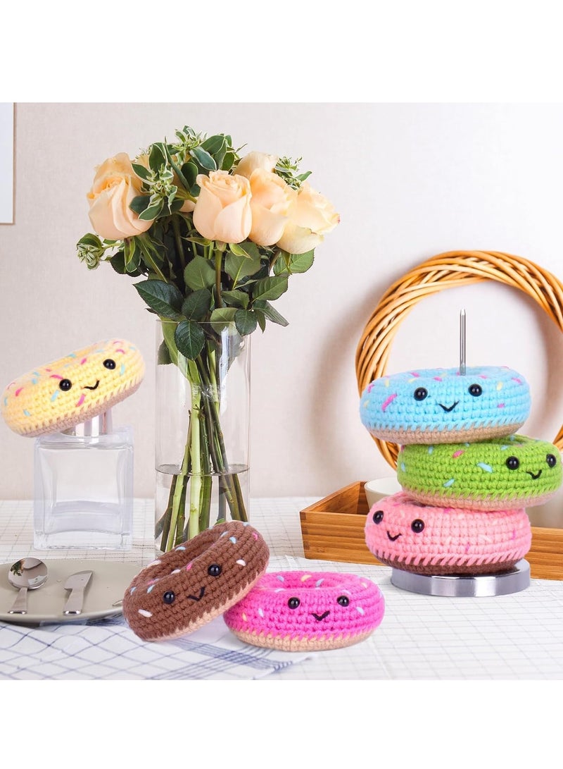 SYOSI مجموعة الكروشيه للمبتدئين، للمبتدئين مع دروس فيديو خطوة بخطوة، مجموعات تعلم للكبار والصغار، لوازم الحياكة المنزلية، مجموعة مكونة من 6 قطع من عائلة الدونات (محتوى خيوط 40%+) - Image 4