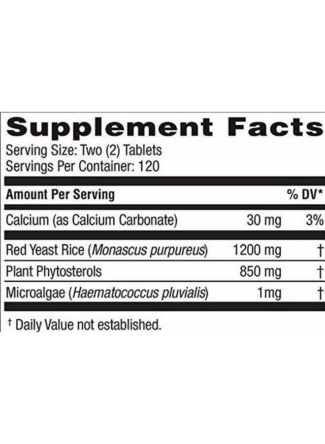 Weider Red Yeast Rice Plus with Phytosterols 1200 mg per 2 Tablets - 240 Tablets - Image 2
