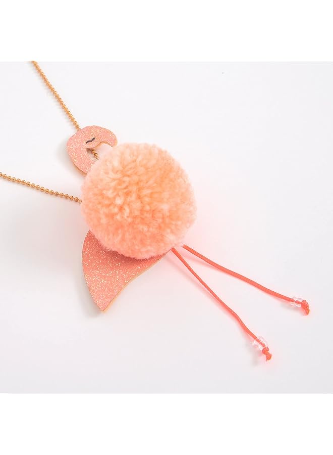 Meri Meri Flamingo Pompom Necklace - Image 2