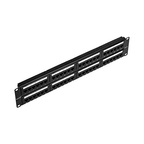 NavePoint 48-Port CAT6 Patch Panel,2U, Black - Image 1