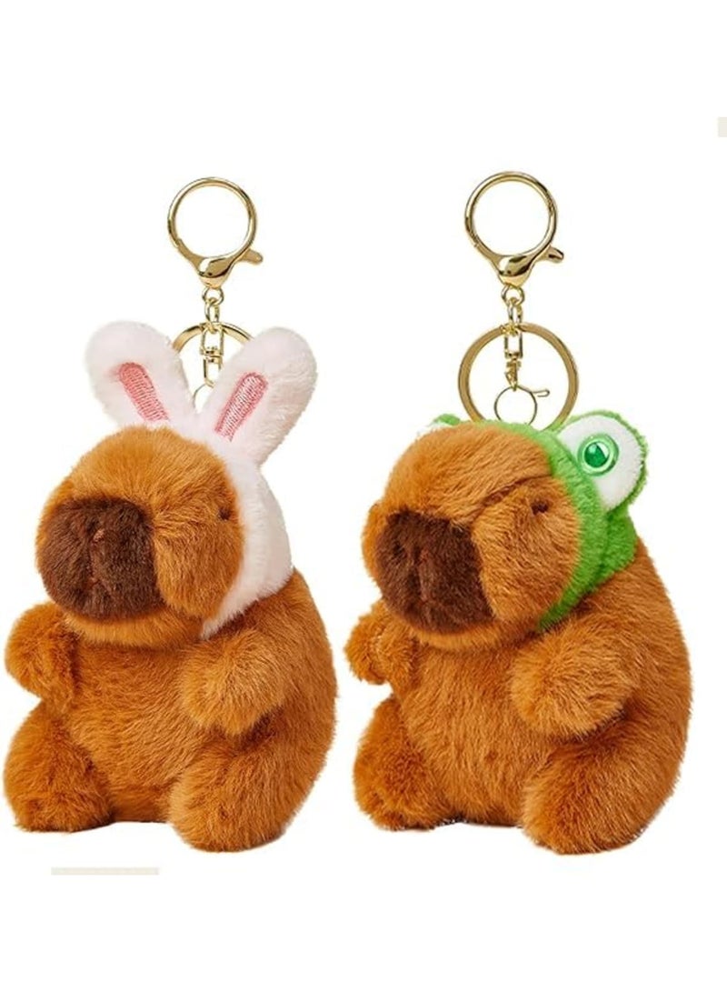 SYOSI Capybara Keychain, Plush Animal Keyring, Cute Soft Mini Pendant for Bags Keys and Backpacks, Fun Decoration or Gift for Women Men Kids, 2 Pcs - Image 1