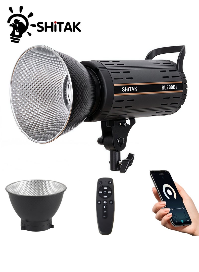 مبرد 160W مصباح فيديو LED ثنائي اللون، إضاءة استوديو COB احترافية 3200K-5600K مع قاعدة بوانز وعاكس قياسي، ضوء مستمر قابل للتعتيم 0-100% للتصوير الفوتوغرافي، البث المباشر، يوتيوب، صناعة الأفلام (تحكم عبر التطبيق والريموت) - Image 1