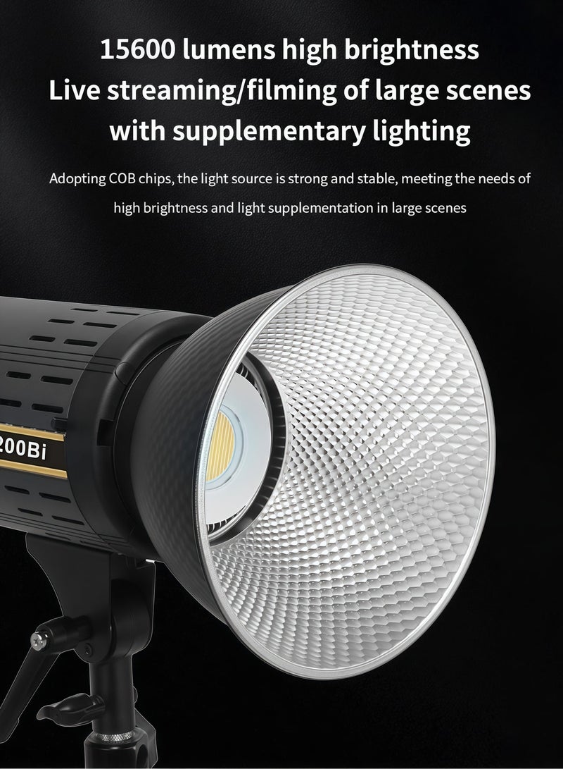 مبرد 160W مصباح فيديو LED ثنائي اللون، إضاءة استوديو COB احترافية 3200K-5600K مع قاعدة بوانز وعاكس قياسي، ضوء مستمر قابل للتعتيم 0-100% للتصوير الفوتوغرافي، البث المباشر، يوتيوب، صناعة الأفلام (تحكم عبر التطبيق والريموت) - Image 4