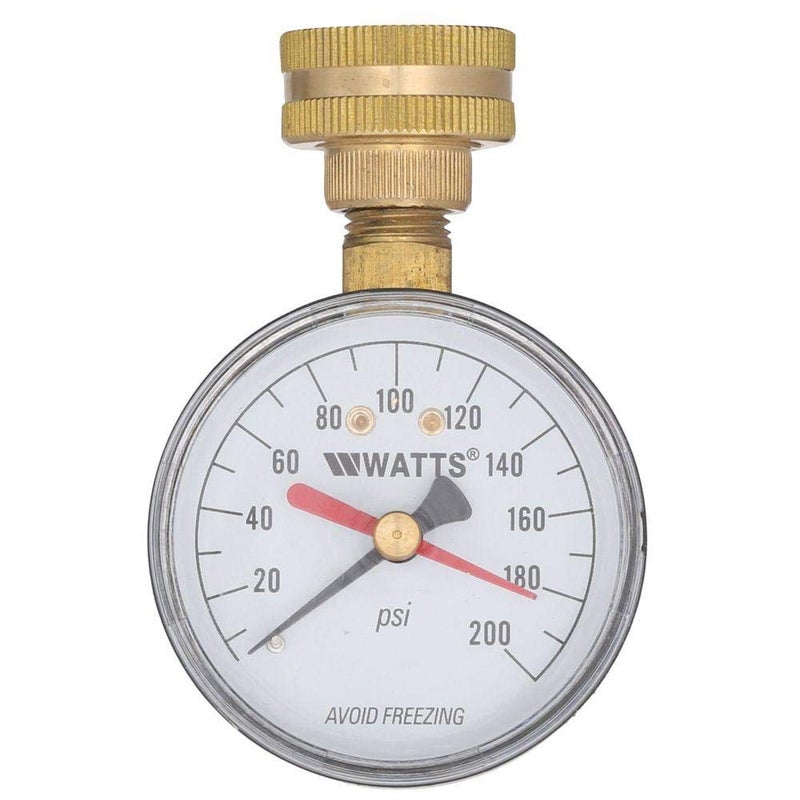 Watts 2-1/2" Hose Connection Water Pressure Test Gauge, 3/4" (20 mm) HT Hose Connection, Copper Alloy, Black Enamel Steel Case, Red Indicator Hands, ASME Type B Accuracy - Image 2