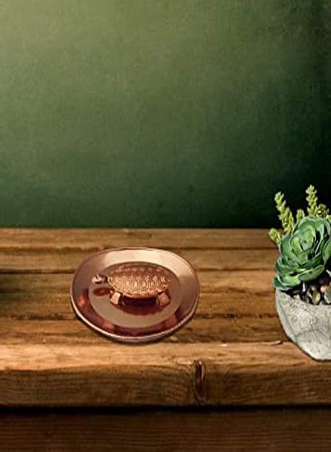 WOOLCO Feng Shui Pure Copper 1.5" Tortoise/Turtle with 2.25'' Diameter Water Plate; Vastu Living Positivity, Wealth, Money, Good Luck & Longevity; Home, Office Decor Gift Items/Products-Set of 2 - Image 5