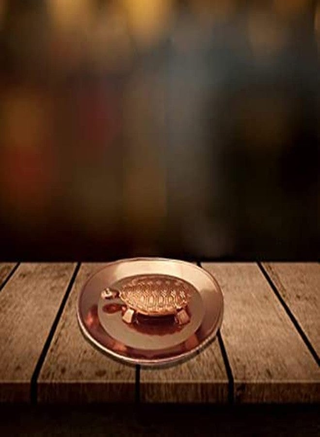 WOOLCO Feng Shui Pure Copper 1.5" Tortoise/Turtle with 2.25'' Diameter Water Plate; Vastu Living Positivity, Wealth, Money, Good Luck & Longevity; Home, Office Decor Gift Items/Products-Set of 2 - Image 4