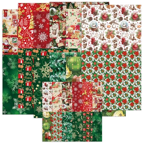 iKammo 66 Christmas Scrapbook Paper Merry Christmas Origami Papers Pad 24 Sheets SingleSided Colorful Christmas Patterned Paper for Kids DIY Cardmaking journaling Junk Journal Papers - Image 1