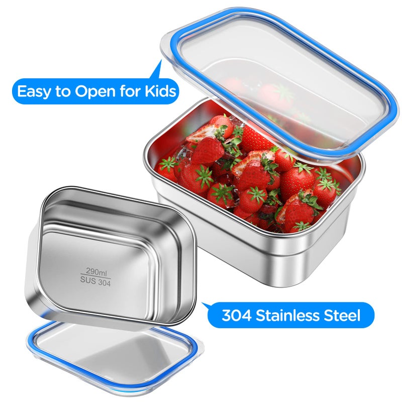 DaCool Lunch Box Stainless Steel Bento for Kids Adults Leakproof BPA-Free with Lunch Bag Metal Lunch Containers Tray 5-Compartment with Fork for Boy Food Snack Containers for School Outdoors Navy-Blue - Image 3