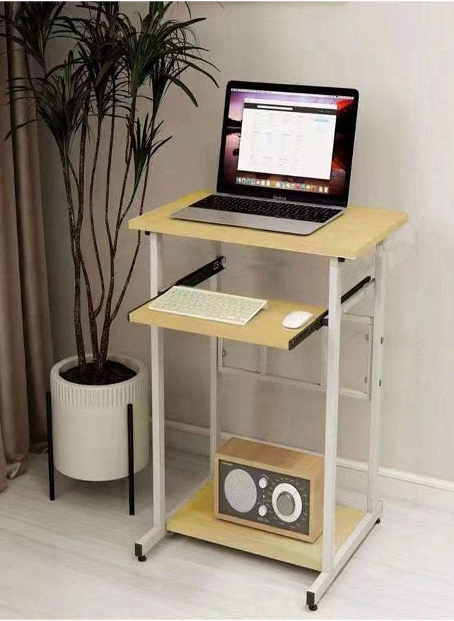 fashionhome - Portable Standing Desk Small Desk For Small Spaces Laptop Computer Desk with Layer Storage Rack for Home Office 60 x 40 x 75 Centimeter - Image 1