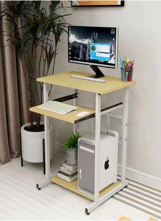 fashionhome - Portable Standing Desk Small Desk For Small Spaces Laptop Computer Desk with Layer Storage Rack for Home Office 60 x 40 x 75 Centimeter - Image 1