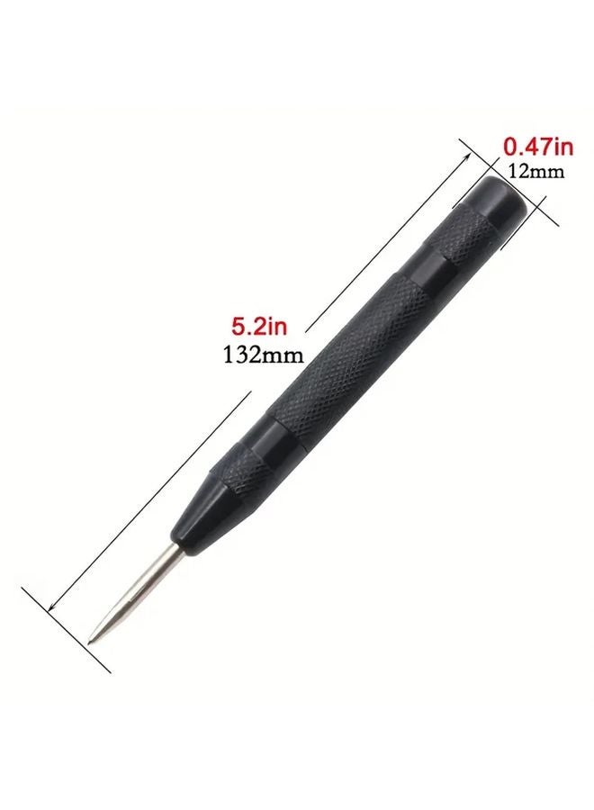 Black Automatic Spring Center Punch Tool High Hardness Steel for Glass Plastic Metal - Image 1
