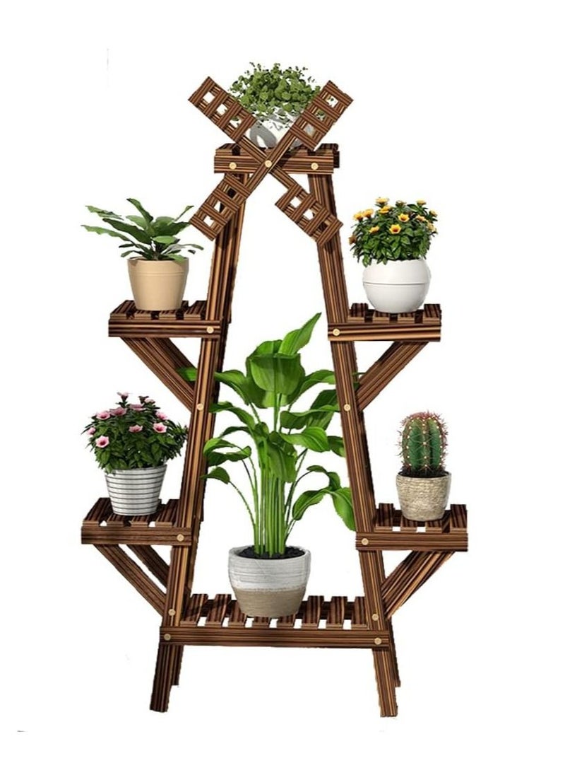 DubaiGallery Antique Wooden Plant Stand Balcony Ladder Shelf Outdoor Garden Stand Indoor Plant Pots Home Storage Decor  - Image 3