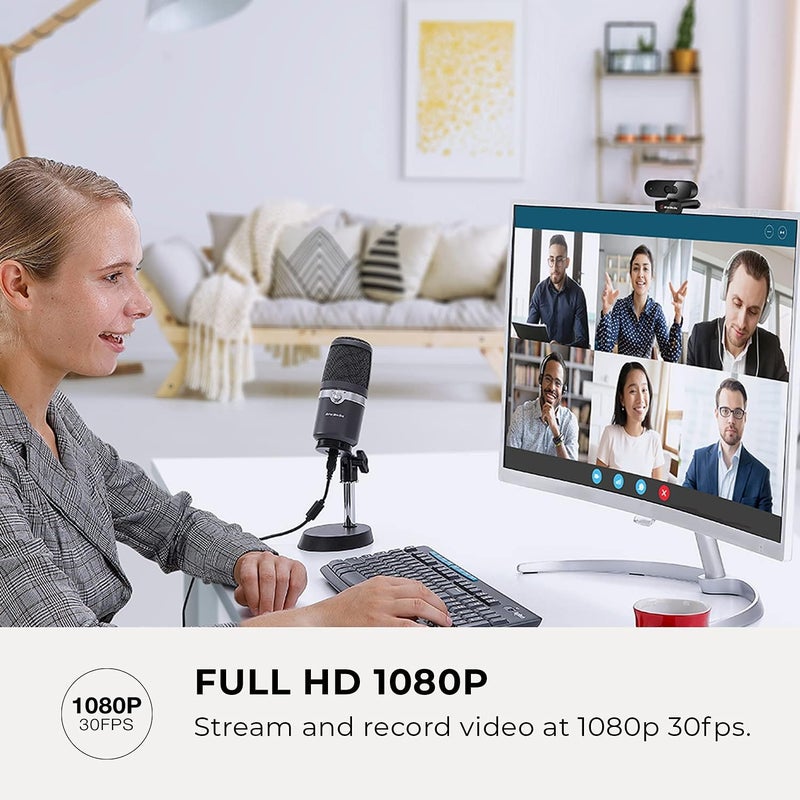 Ventilated design AVerMedia PW310P Webcam, Webcam Cover, 1080p/30fps Videochat and Recording, Plug and play, Microphones, Stream, Autofocus, Works with Skype, Zoom, Team - Black Occasional & permanent usable - Image 4