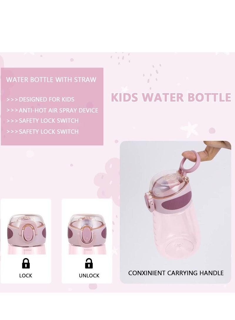 سيوسي زجاجة ماء للأطفال ، تخرج كأس الحليب للأطفال ، 400ml / 14oz BPA مجانا ، مانعة للتسرب ، سحق الحليب وعصير الفاكهة ، مناسبة للسفر في الهواء الطلق في المدرسة والأسرة ، وردي - Image 3