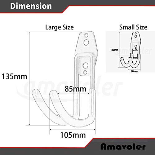 Amavoler Wall Mount Helmet Holder Black 2 Large Double Iron Curved Hooks with Mounting Screws Ideal for Harley Honda Kawasaki Helmets - Image 3