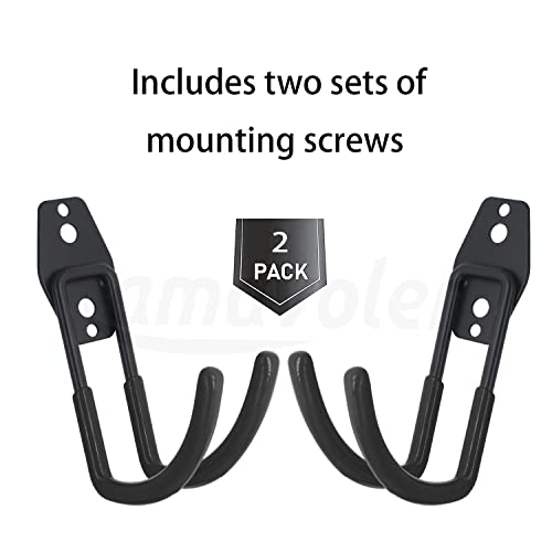 Amavoler Wall Mount Helmet Holder Black 2 Large Double Iron Curved Hooks with Mounting Screws Ideal for Harley Honda Kawasaki Helmets - Image 5