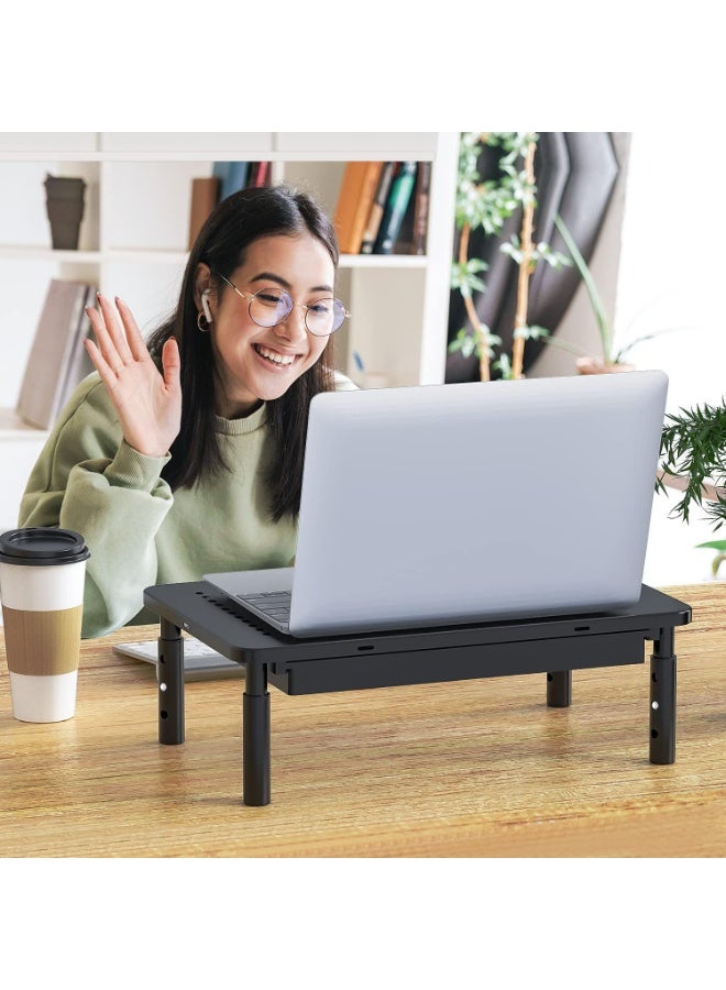 Monitor Stand Riser with Drawer, 3 Height Adjustable Computer Monitor Stand for Desk, Metal Stand Riser for PC, Laptop, Printer & iMac for Home & Office - Image 3