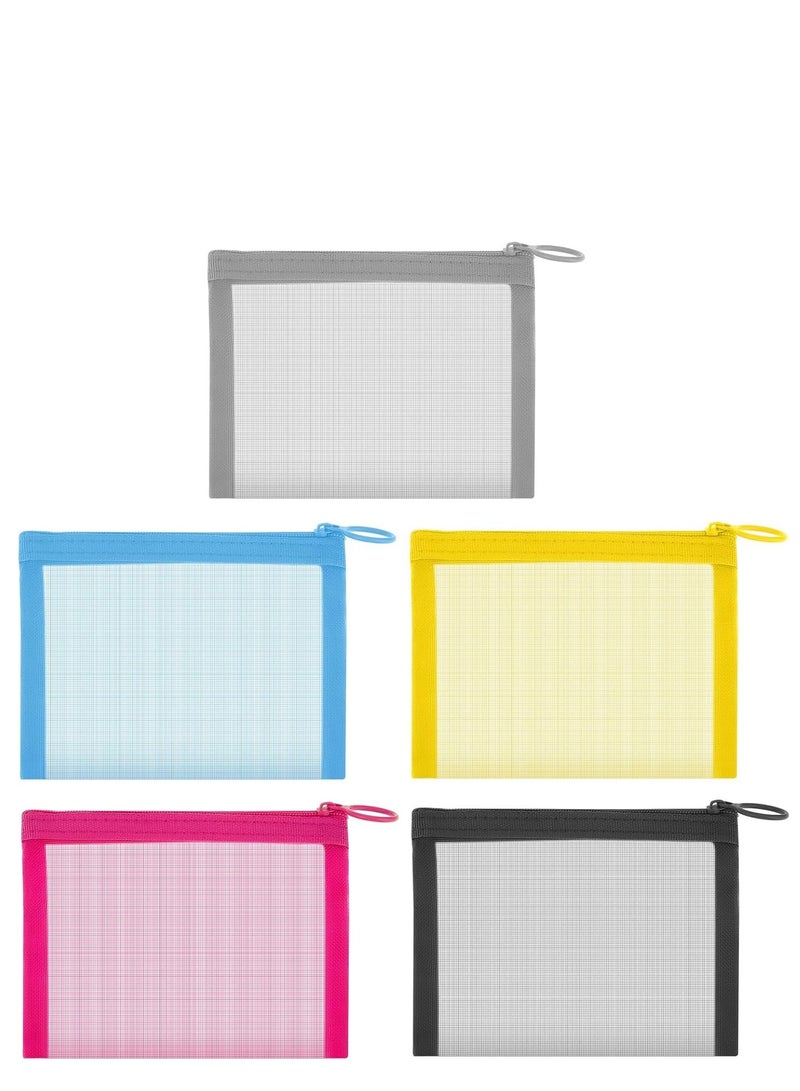 Generic 5-color Mini Zipper Mesh Bags Transparent Document Pocket Multipurpose Cosmetic Valise Stationery Bag Coin Sack Information Pouch Data Cable Storage Travel Toiletries Storage Pouch  - Image 1