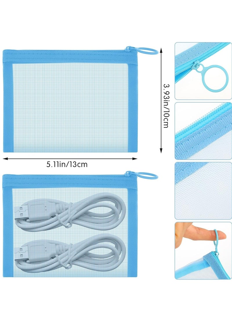 Generic 5-color Mini Zipper Mesh Bags Transparent Document Pocket Multipurpose Cosmetic Valise Stationery Bag Coin Sack Information Pouch Data Cable Storage Travel Toiletries Storage Pouch  - Image 2
