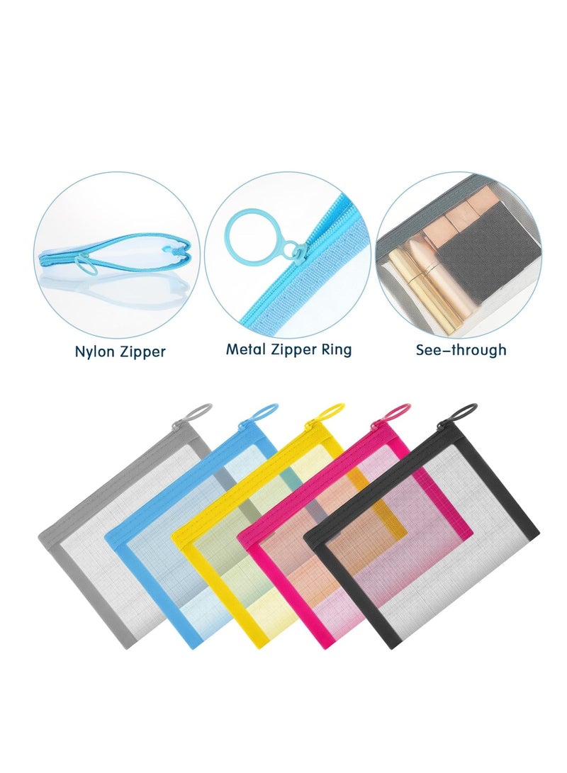 Generic 5-color Mini Zipper Mesh Bags Transparent Document Pocket Multipurpose Cosmetic Valise Stationery Bag Coin Sack Information Pouch Data Cable Storage Travel Toiletries Storage Pouch  - Image 3