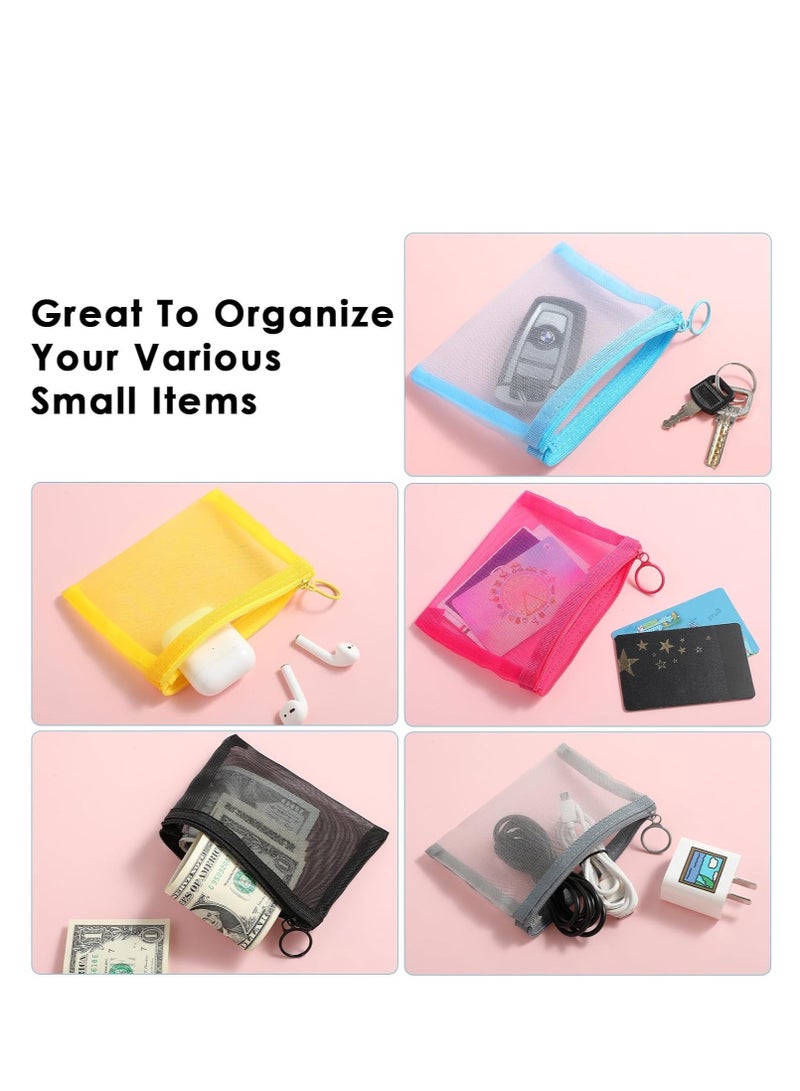 Generic 5-color Mini Zipper Mesh Bags Transparent Document Pocket Multipurpose Cosmetic Valise Stationery Bag Coin Sack Information Pouch Data Cable Storage Travel Toiletries Storage Pouch  - Image 4