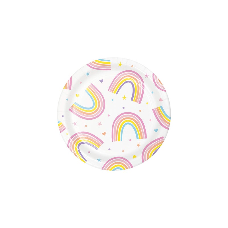 CREATIVE CONVERTING أطباق حلوى قوس قزح السعيدة 8 قطع - Image 1