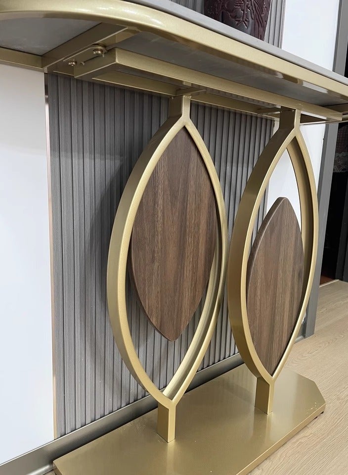 Generic Console Table for Entryway Narrow Long Hallway Table with Geometric Metal Frame, Sofa Table Behind Couch Accent Tables for Entrance Foyer, Hallway, Living Room. Original Marble  - Image 2