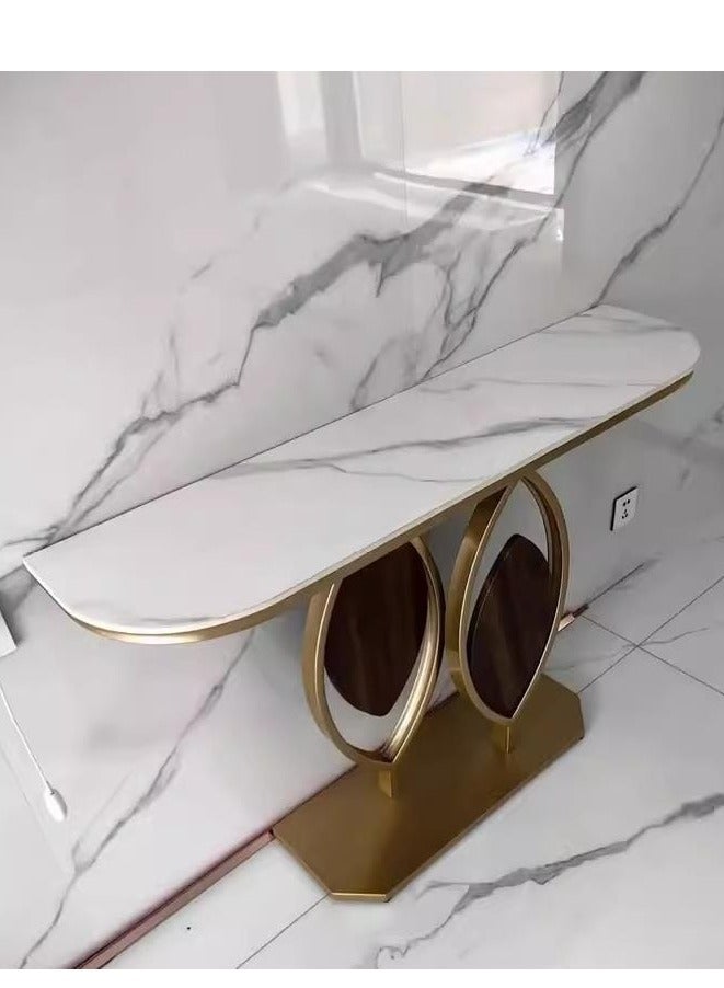 Generic Console Table for Entryway Narrow Long Hallway Table with Geometric Metal Frame, Sofa Table Behind Couch Accent Tables for Entrance Foyer, Hallway, Living Room. Original Marble  - Image 4