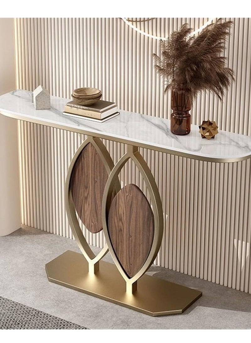 Generic Console Table for Entryway Narrow Long Hallway Table with Geometric Metal Frame, Sofa Table Behind Couch Accent Tables for Entrance Foyer, Hallway, Living Room. Original Marble  - Image 1