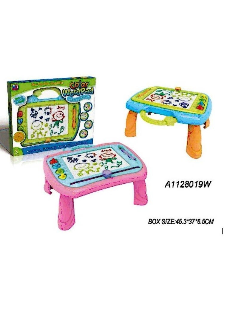 Foldable Magnetic Drawing Board for Kids - Large Erasable Doodle Pad with Stamps, Magnetic Pen, and Color Zones - Educational Art Toy Table in Pink and Blue - Perfect Gift for Creative Play and Learning